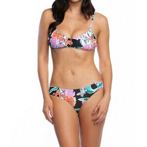 NWT  Trina Turk Women's Tropic Wave Bralette Bikini Set sz 8 Black Floral 2 PC